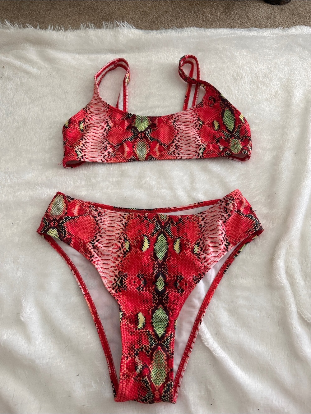 Red Snake Print Bikini Set sz small